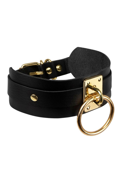 KINKY DIVA O-RING COLLAR BLACK/GOLD