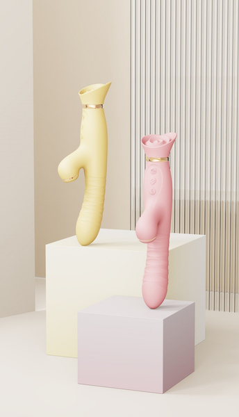 Вібратор Багатофункціональний Rose Thruster Strawberry Pink Zalo