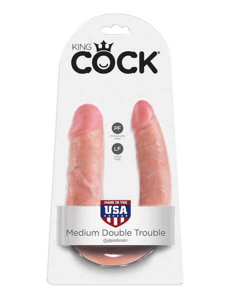 Подвійні дилда тілесного кольору 35 см U-Shaped Medium Double Trouble King Cock