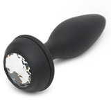 Вібруюча пробка з хвостиком і кристалом Vibrating Butt Plug Black Medium Happy Rabbit