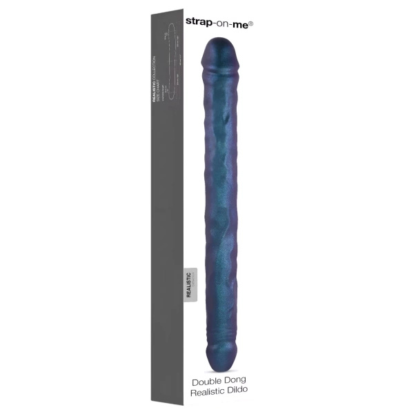 Strap-on-me Double Dong Realistic Dildo Snaky Metallic Color