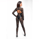 F299 Enigma lace catsuit L Noir Handmade