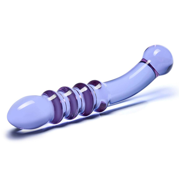 Glas Purple Rain Ribbed Glass Dildo