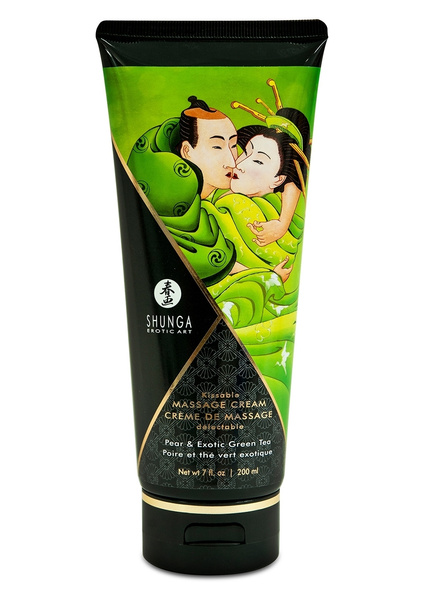 Їстівний масажний крем з ароматом груші та зеленого чаю Kissable Massage Cream Pear & Exotic Green Tea 200 Ml Shunga