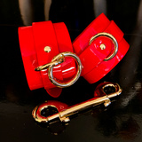 Наручники на зап’ястя High Gloss Wrist Cuffs Red/Gold Kinky Diva