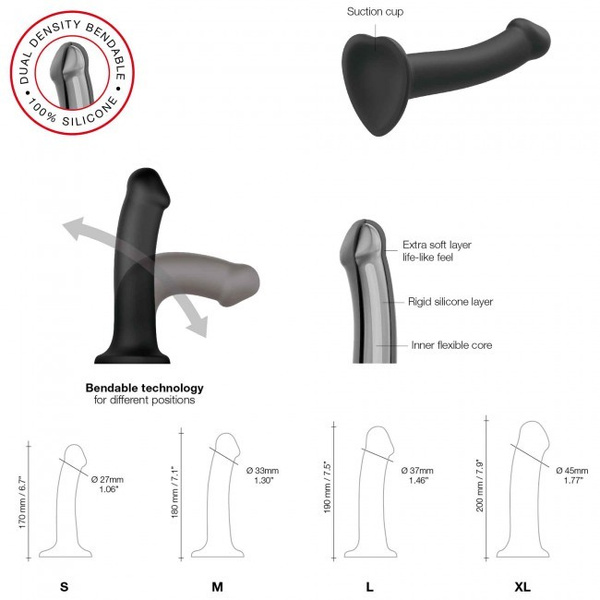 Strap-on-me Silicone Bendable Dildo Double Density L Chocolate