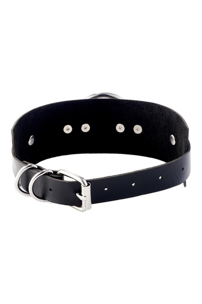 KINKY DIVA O-RING FRONT COLLAR BLACK/SILVER
