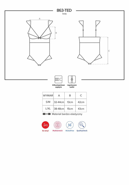 863-Ted-3 Body Czerwone S/M Obsessive