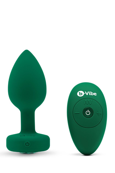 Korek analny Vibrating Jewel Plug M/L Emerald Green b-Vibe