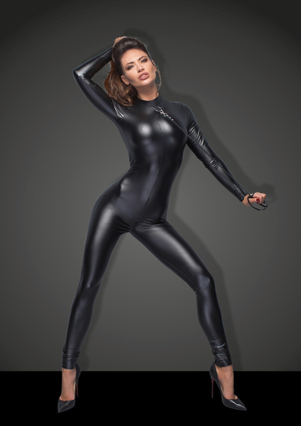 Комбінезон F162 Powerwetlook overall with leash M Noir Handmade