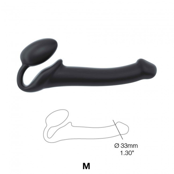 Podwójne dildo Strap-on-me Silicone bendable strap-on M Black 