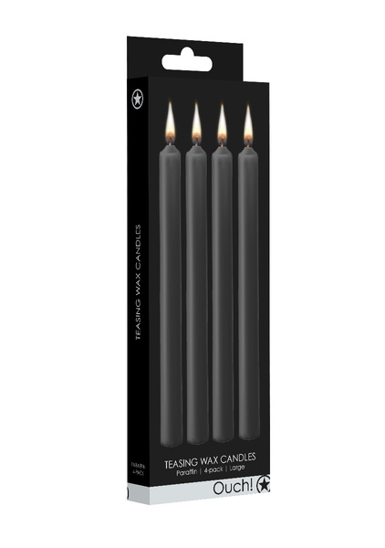 Teasing Wax Candles Large 4-Pack Black - Czarny Zestaw Długich Świec Do Bdsm Ouch! by Shots