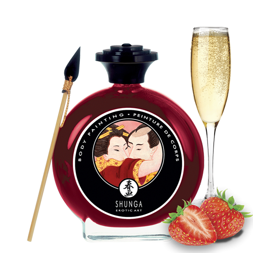 Jadalna farbka do ciała o smaku szampana z truskawkami Shunga Body Painting Sparkling Strawberry Wine 100ml