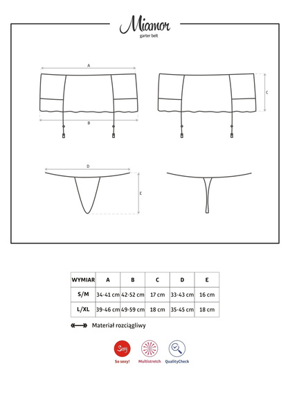 Пояс для панчох з стрінгами Miamor L/XL Obsessive