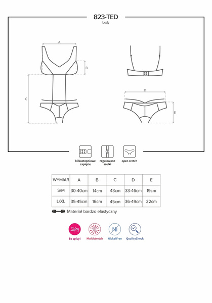 823-Ted-1 Body Czarne L/Xl Obsessive