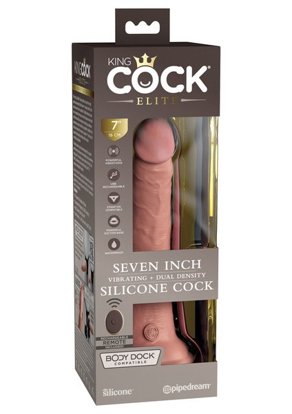 Sterowany Pilotem Miękki Silikonowy Wibrator Z Twardszym Rdzeniem 7 Inch Dual Density Vibe Cock Light King Cock