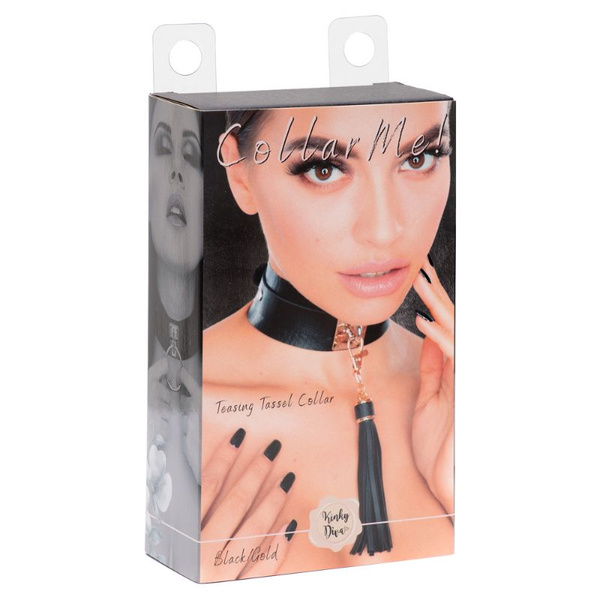 Нашийник з хвостиком Teasing Tassel Collar Black/Gold Kinky Diva