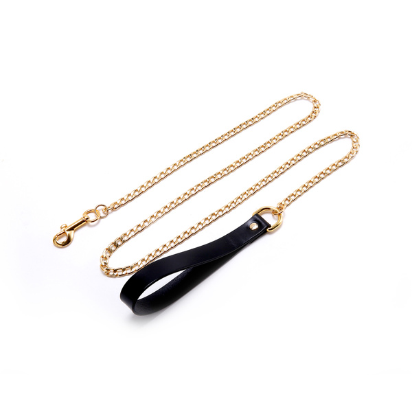 Золота Повідка З Шкіряною Ручкою Upko Leash UPKO