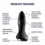 Wibrujący korek analny Vibrator Rotation Plug 1 Connect App Black