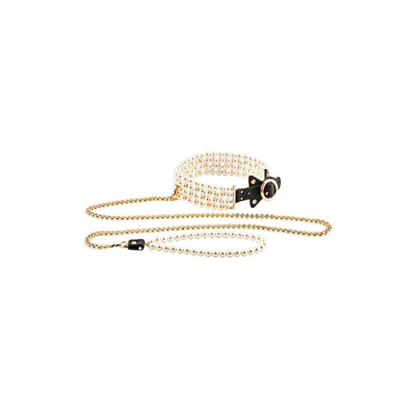 BDSM Luminious Pearl Leash And Collar Guilty Pleasure 