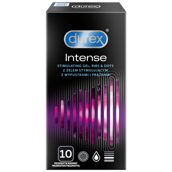 Prezerwatywy Lateksowe Z Prążkami I Wypustkami Oraz Żelem Stymulującym Intense 10Szt Durex