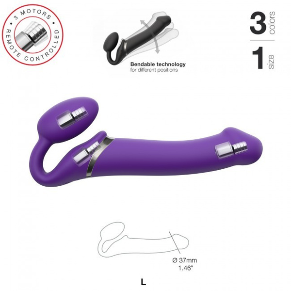 Podwójny wibrator dla par Strap-on-me Vibrating Strap-on L Purple