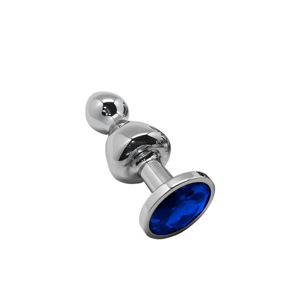 Пробка для анального використання Lollypop Double Ball Metal Plug M Blue Wooomy