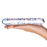 Szklane dildo z kolorowymi wypustkami Glas Purple Rose Nubby Glass Dildo