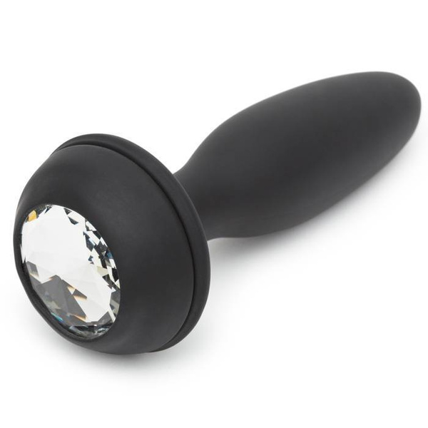 Wibrująca Zatyczka Z Ogonkiem I Kryształkiem Vibrating Butt Plug Black Small Happy Rabbit