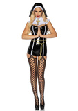 Vinyl Sinful Sister Nun Costume Romper M Leg Avenue