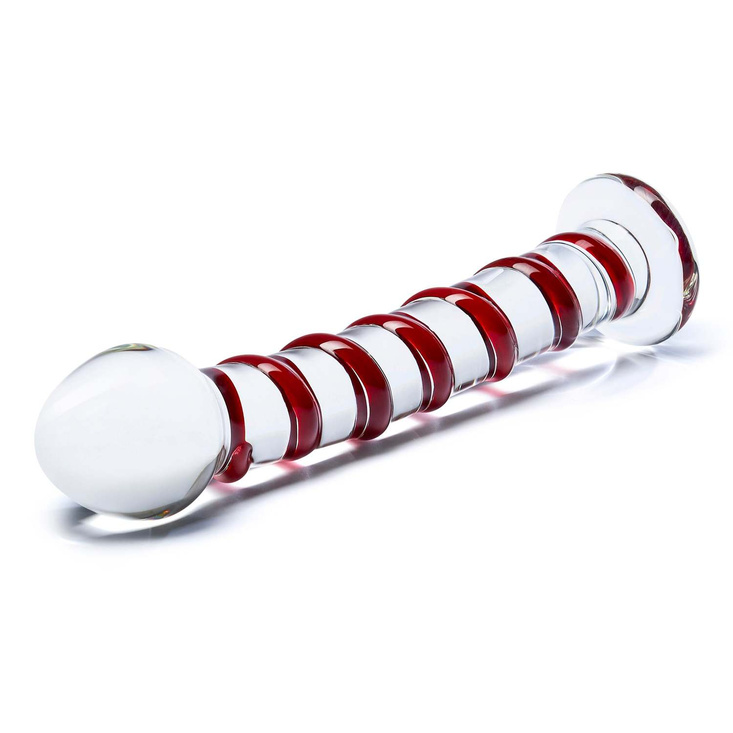 Żebrowane szklane dildo Glas Mr. Swirly Glass Dildo