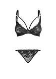 Petitenoir Set ouf of plunge underwired bra with embroidery and brief XL