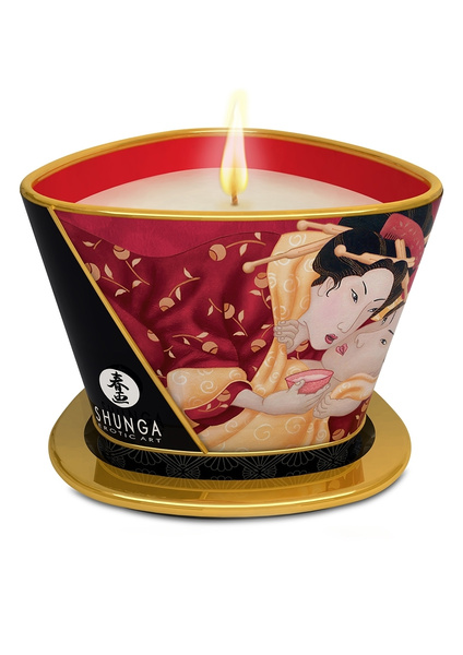 Масажна свічка з ароматом шампанського з полуницею Romance Massage Candle 170 Ml Shunga