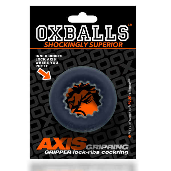 Axis Rib Griphold Cockring Ice Black Oxballs