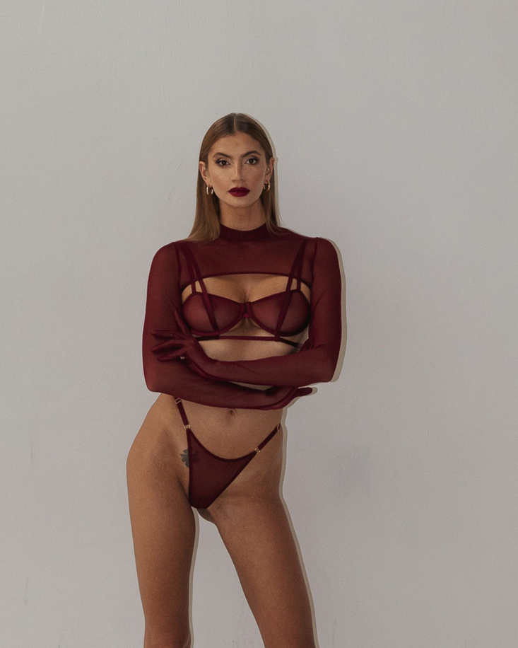 Promees Vivien burgundy top XS/S