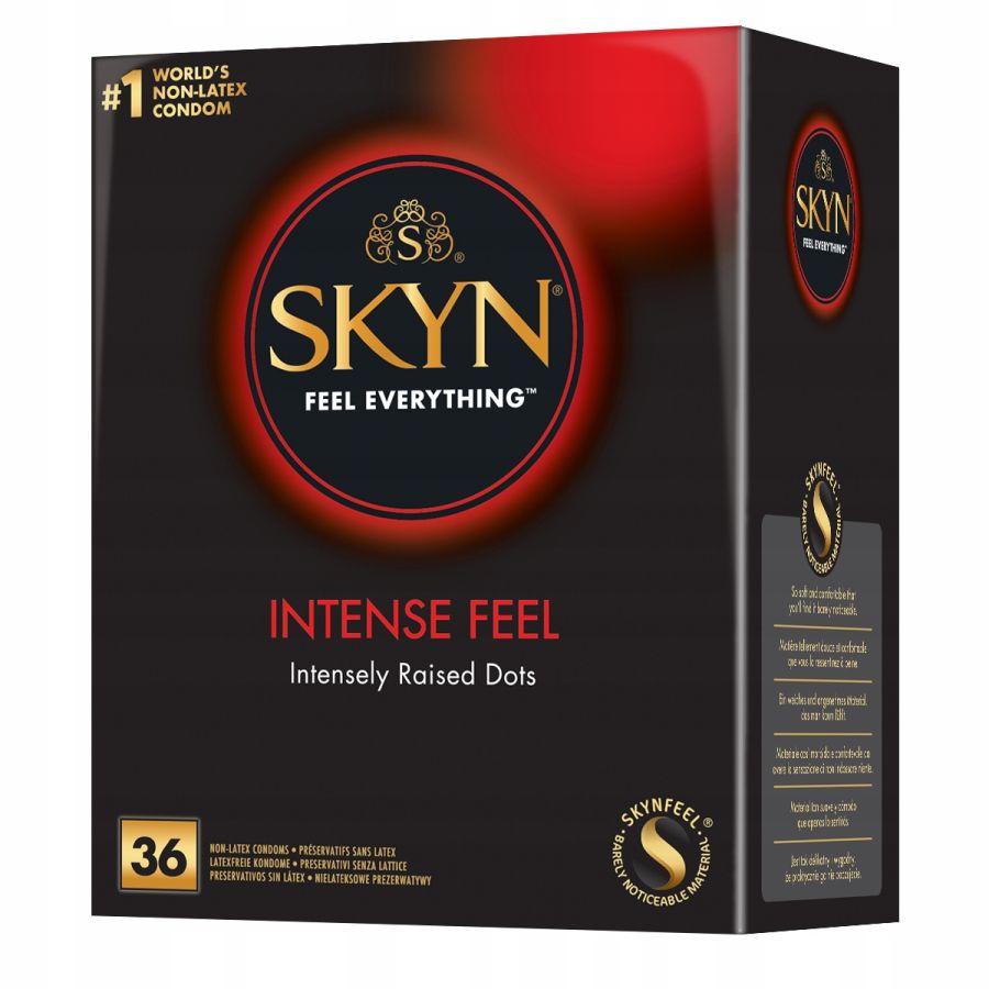 Prezerwatywy nielateksowe z wypustkami Unimil SKYN Intense Feel 36 