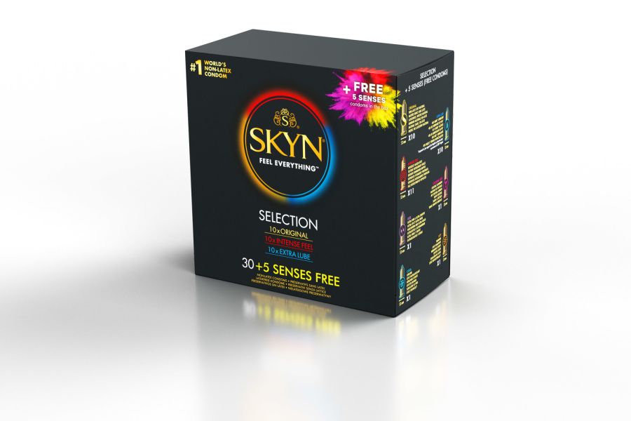 Zestaw kilku rodzajów prezerwatyw nielateksowych Unimil Skyn Selection 35 sztuk
