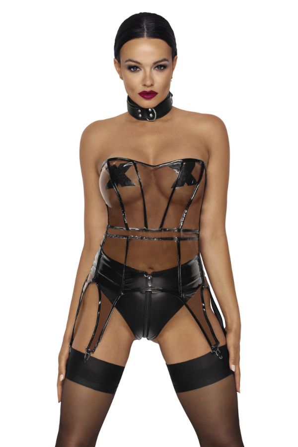 Podkreślający krągłości gorset Noir Handmade F259 TPU corset