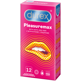 Prezerwatywy lateksowe z wypustkami i prążkami Durex Pleasuremax 12 szt.