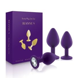 Zestaw silikonowych korków analnych z kryształkiem Rianne S Booty Plug Luxury Set 3 plugs Purple