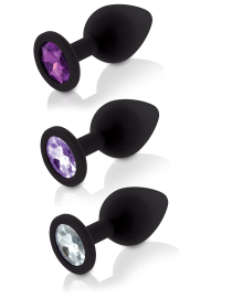 Zestaw silikonowych korków analnych z kryształkiem Rianne S Booty Plug Luxury Set 3 plugs