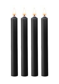 Ouch! Teasing Wax Candles Large 4-pack Black - czarny zestaw długich świec do BDSM