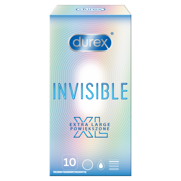 Szersze prezerwatywy lateksowe Durex Invisible XL Powiększone 10 szt.