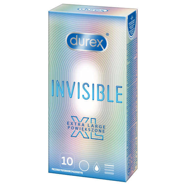 Szersze prezerwatywy lateksowe Durex Invisible XL Powiększone 10 szt.