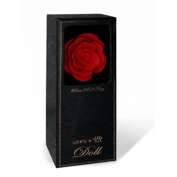 Silikonowy knebel w kształcie róży z czarnymi paskami Zalo & Upko Doll Series Rose Ball Gag
