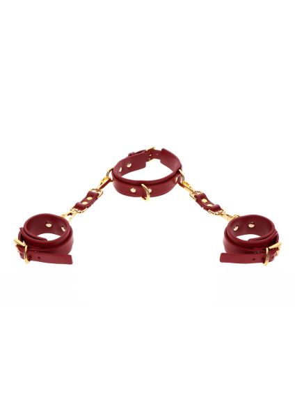 Wegańskie skórzane kajdanki na ręce z obrożą Taboom D-Ring Collar and Wrist Cuffs