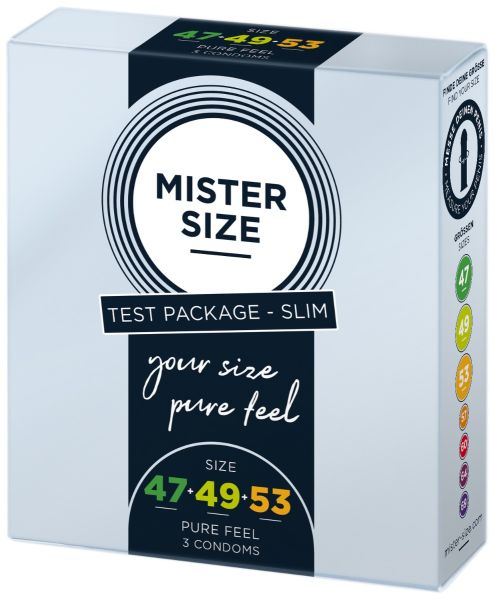 Zestaw 3 prezerwatyw o różnej średnicy Mister.Size Testbox 47-49-53 3 Condoms 