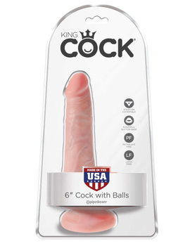 King Cock 6' Cock with Balls Flesh dildo z jądrami cieliste 15cm