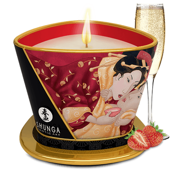 Świeca do masażu o zapachu szampana z truskawkami Shunga Romance Massage Candle 170 ml