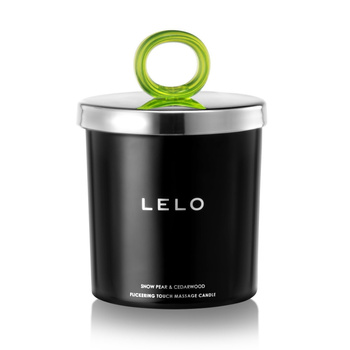 Świeczka do masażu o zapachu gruszki i drzewa cedrowego Lelo Flickering Touch Massage Candle Snow Pear & Cedarwood 150g